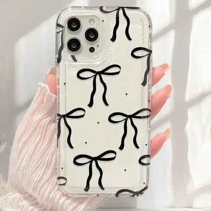 Cute Pink Heart Bow iPhone Case – Aesthetic Shockproof Cover