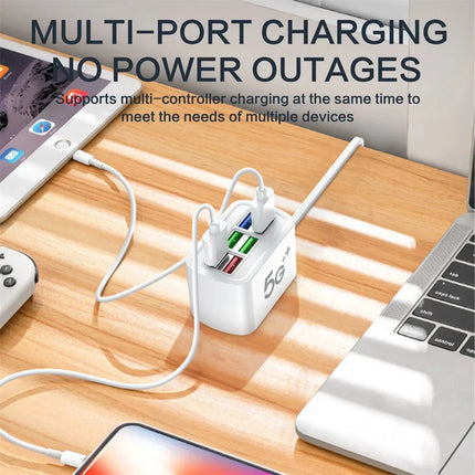 6-in-1 USB Charging Station with Power Strip – Fast Charge Hub