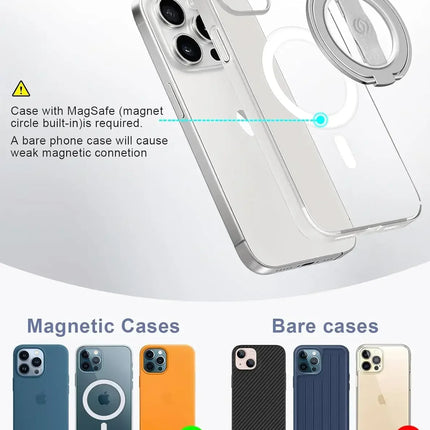 MagSafe Phone Ring Grip & Kickstand – 3rd Gen, 360°, Elastic Strap, Wireless Charging Compatible