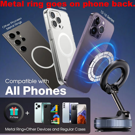 360° Magnetic Suction Car Phone Mount – MagSafe, Foldable, Multi-Surface