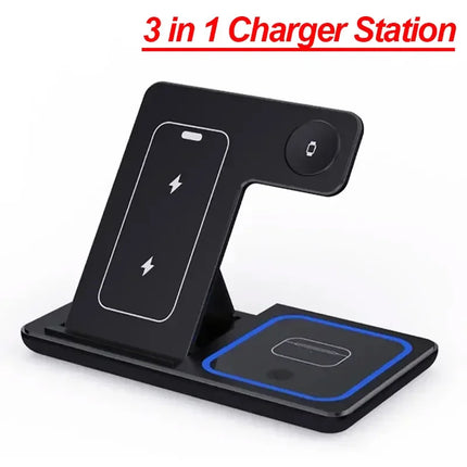 3-in-1 Wireless Charging Station – 15W Fast Charge for iPhone, Apple Watch & AirPods