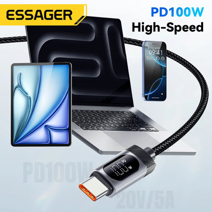 100W USB-C Fast Charging Cable with Digital Display – iPhone & MacBook