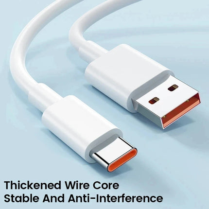 USB-C cable with white connector ends, thickened wire core