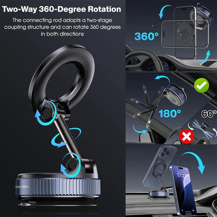360° Magnetic Suction Car Phone Mount – MagSafe, Foldable, Multi-Surface