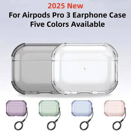 Clear AirPods Pro 3 Case – TPU Shockproof Cover with Lanyard & Keychain