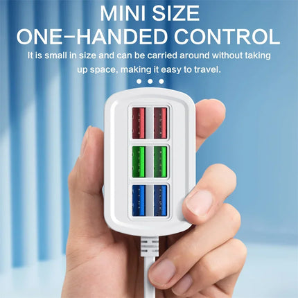6-in-1 USB Charging Station with Power Strip – Fast Charge Hub