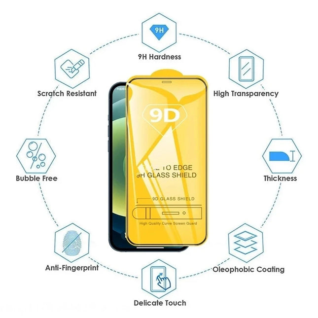 9D Tempered Glass Screen Protector for iPhone – 4 Pack