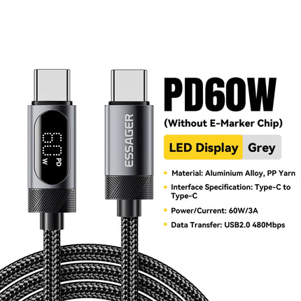 100W USB-C Fast Charging Cable with Digital Display – iPhone & MacBook