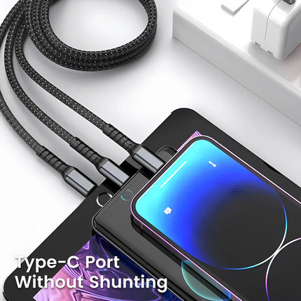 3-in-1 Fast Charging Cable – USB-C 100W + Lightning + Micro USB