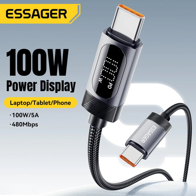 100W USB-C Fast Charging Cable with Digital Display – iPhone & MacBook