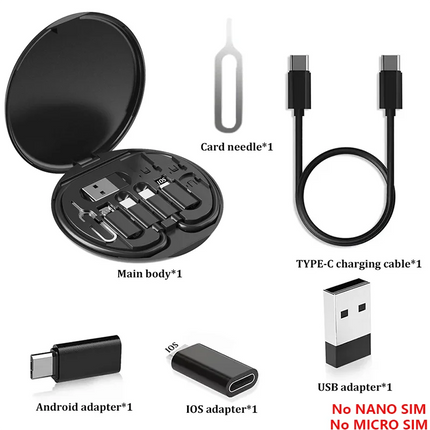 7-in-1 Charging Adapter Kit – 65W USB-C Cable + All Connectors + Phone Stand
