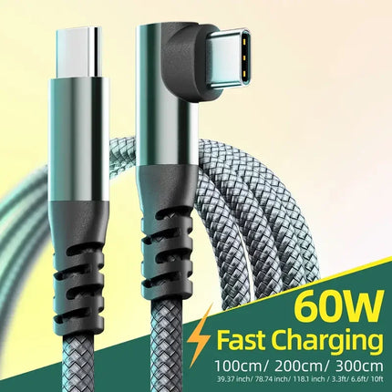 60W USB-C Fast Charging Cable – Braided, 1m 2m 3m