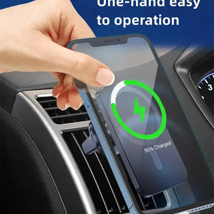 15W Magnetic Car Wireless Charger – MagSafe, 360° Vent Mount for iPhone 12–17