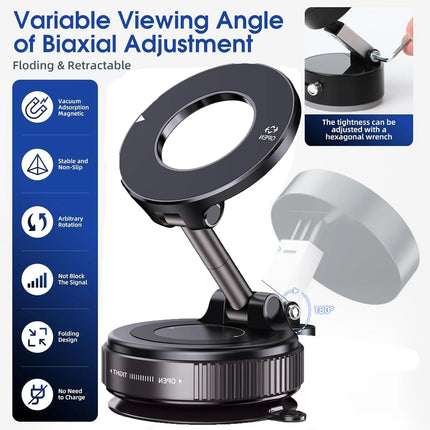 360° Magnetic Suction Car Phone Mount – MagSafe, Foldable, Multi-Surface