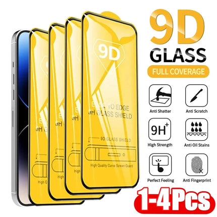 9D Tempered Glass Screen Protector for iPhone – 4 Pack