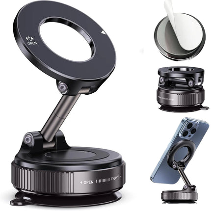 360° Magnetic Suction Car Phone Mount – MagSafe, Foldable, Multi-Surface