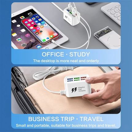 6-in-1 USB Charging Station with Power Strip – Fast Charge Hub